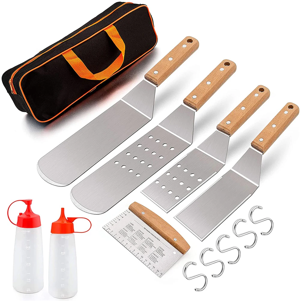 
US STOCKS FREE SHIPPING griddle accessories metal spatula set flat top bbq grill cooking tool set 