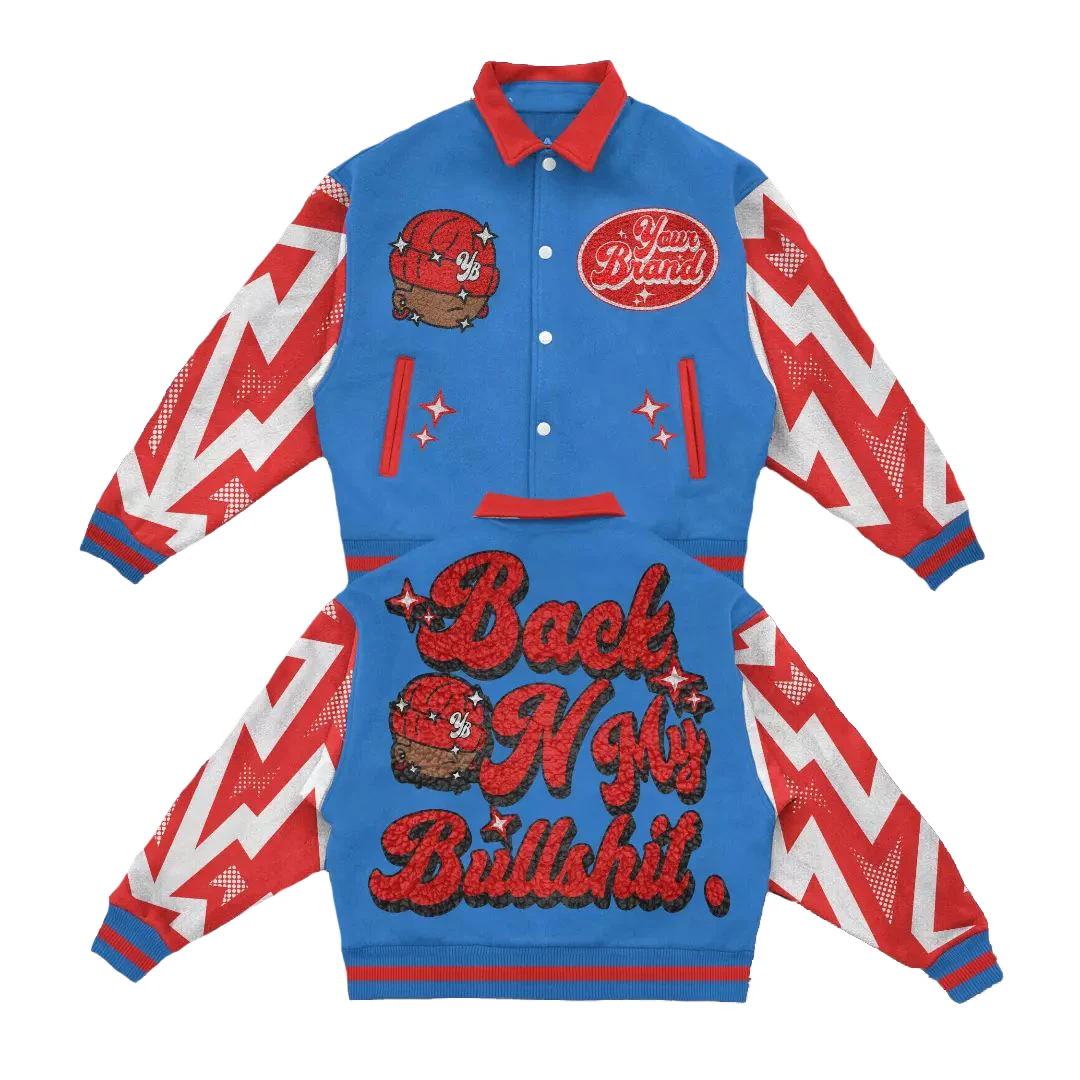 Custom Streetwear Vintage Casual Polar Fleece  Fashion Baseball Letterman Red Varsity Jacket Unisex