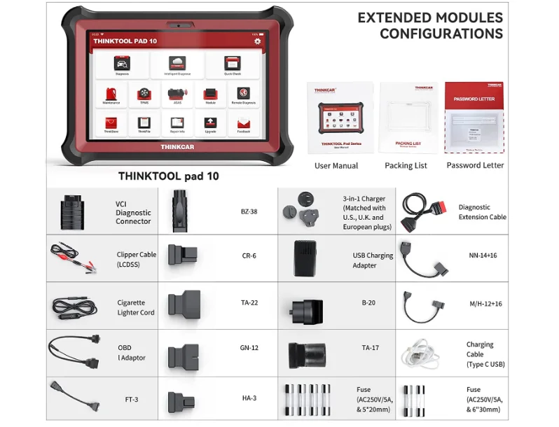 Thinkcar ThinkTool Pad10 OBD2 Scanner Automotive Bidirectional Scan Tool SRS Key OBD 2 Car Diagnostic Tools
