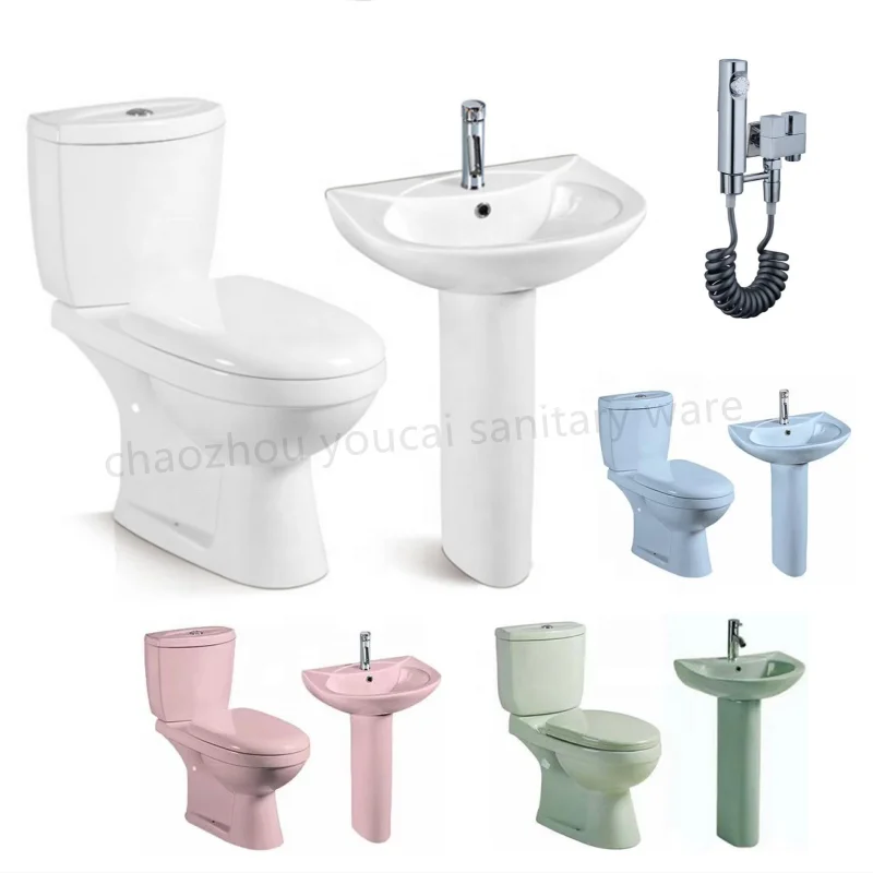 Modern bathroom toilet set and wash basin suit Good price toilet for Africa twyford toilet Benin Parma WC