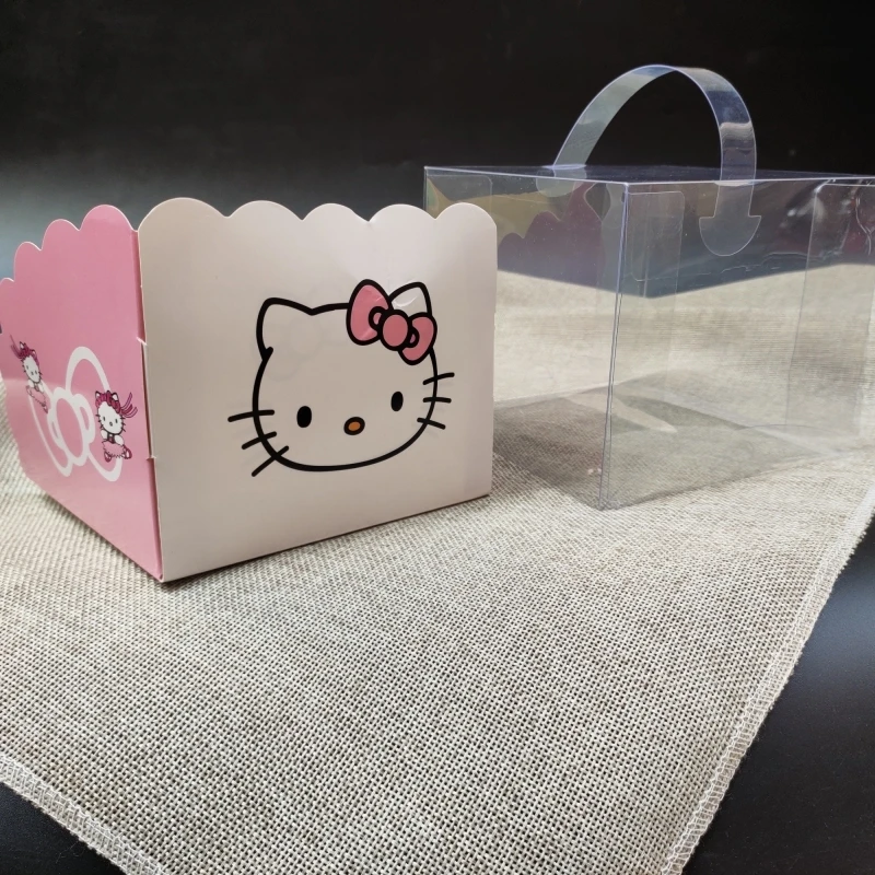 Индивидуальная коробка для пирожных с ручкой, 8 дюймов, прозрачная коробка для пирожных с бумажной вставкой