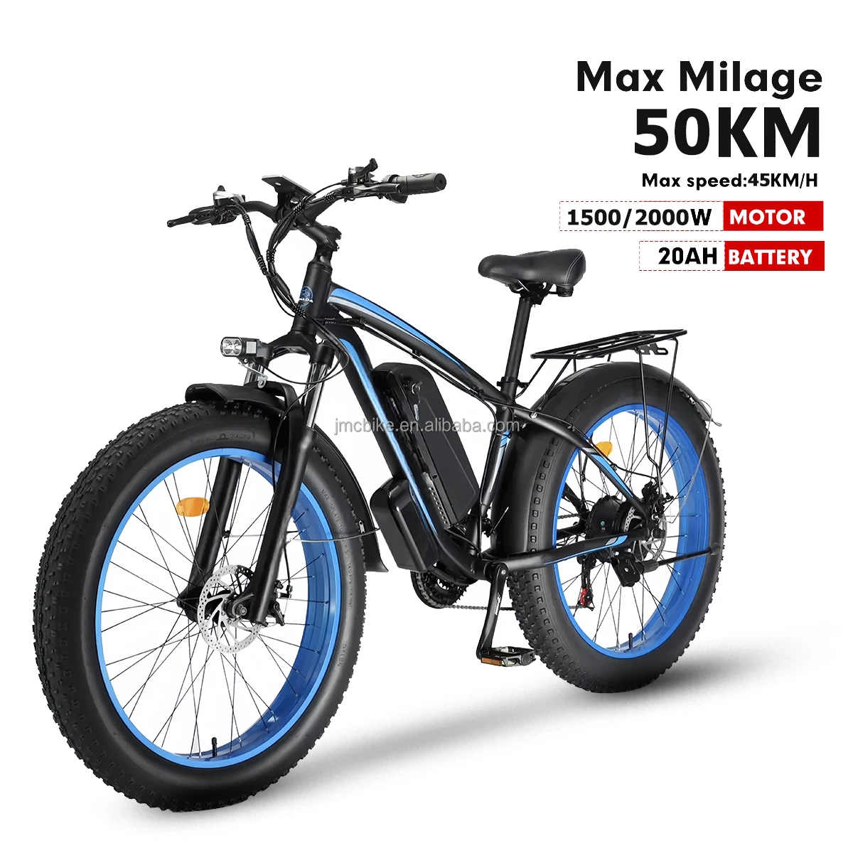 Customized 45Km/h 26 Inch Fat Tire Dual Motor Fast Electric Dirt Mountain Bike 2000W
