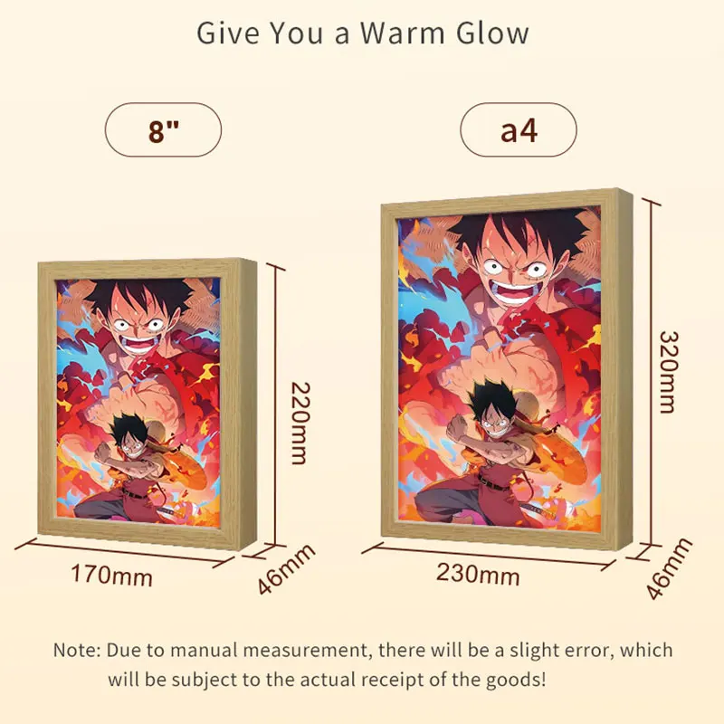 Handmade LED decorative light painting with new Dropshipping acrylic frame bedroom wall lamp in Japanese anime style