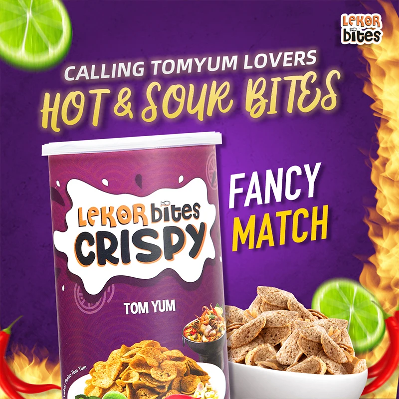 Premium Wholesale 200g Lekor Bites Crispy with Tom Yum Flavor Delicious and Nutritious Seafood Snacks