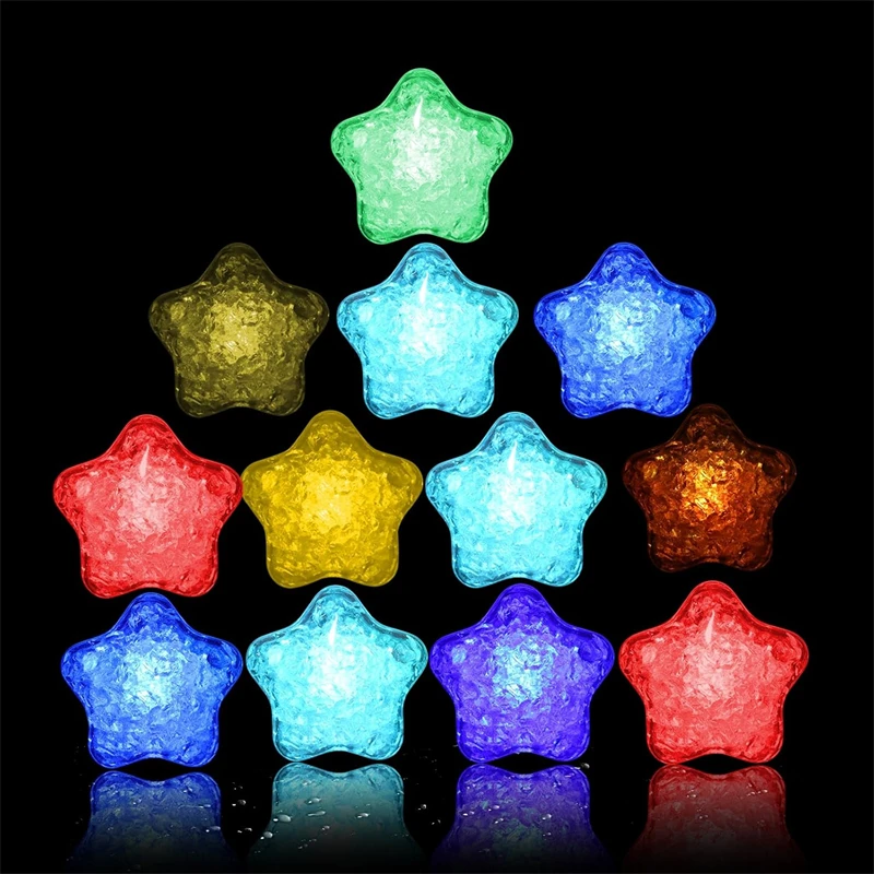 Multi-Color LED Star Ice Cubes Waterproof Reusable Glowing Ice Cubes Dot Shape Design for Party Club Bar Wedding Wine Decor