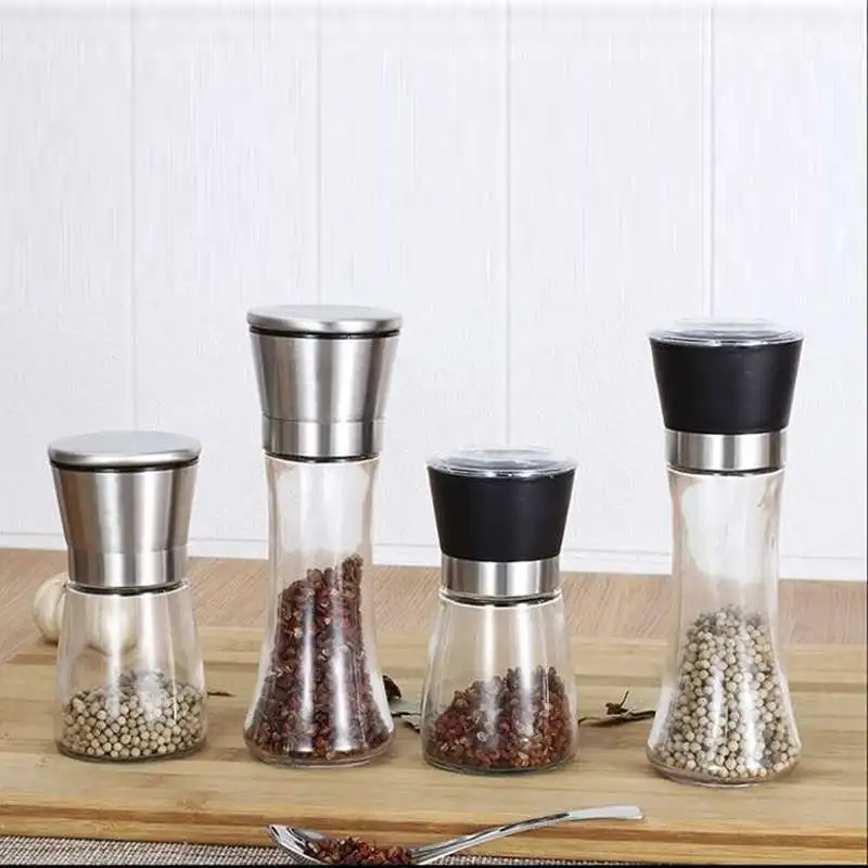 Wholesale glass salt and pepper grinder with stand for ceramic pepper grinder big capacity spice mill