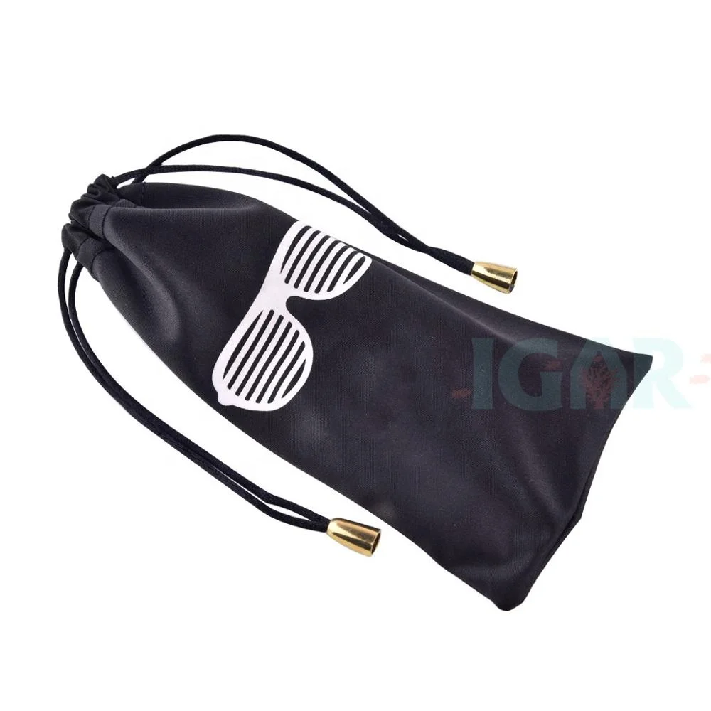 Black Microfiber Sunglasses Glasses & Cell Phone Gadgets Accessories Sleeve Bag Pouch with Drawstring Closure for Cleaning