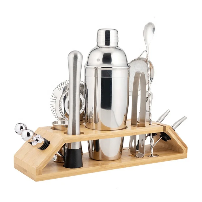 Factory Direct Sale Customized 20-piece Bartender Kit Cocktail Shaker Set With Stand