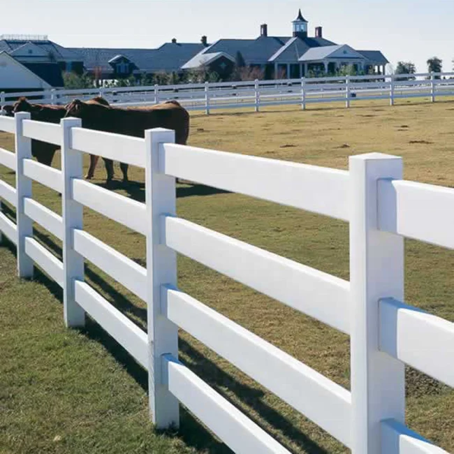 Fentech high quality 4 rails post and rail white pvc horse farm fence