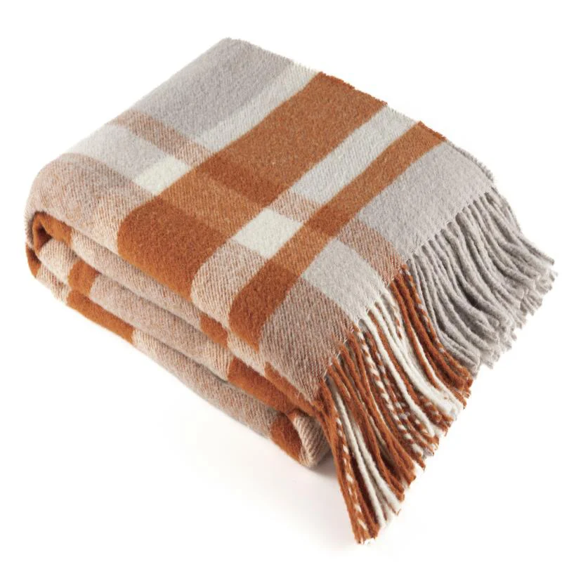 HengTai New Design 127*152CM Plaid sofa tassel blanket throw blanket tassel wool blanket For home