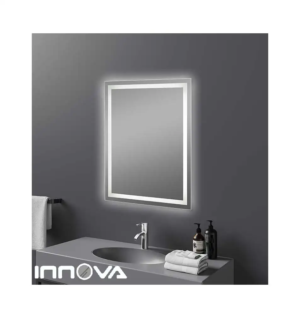 Safe and energy-saving wall-mounted bathroom mirror frameless rectangular lighting backlit LED mirror