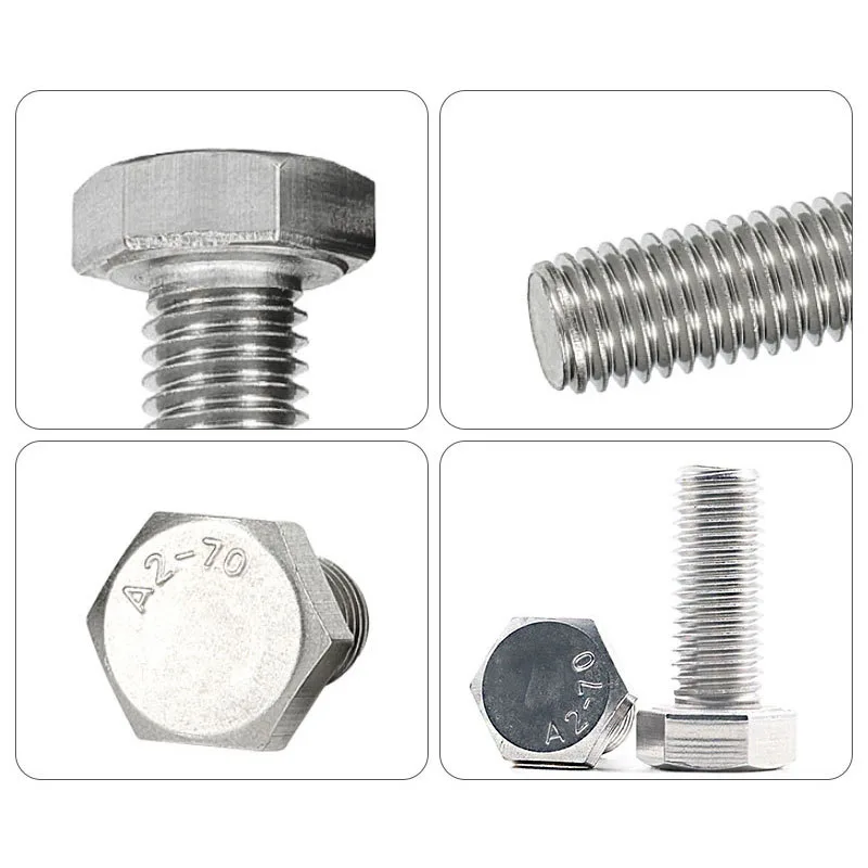 TOBO Factory 304 stainless steel hexagon bolt full tooth extended hex head screw screw M3-M14