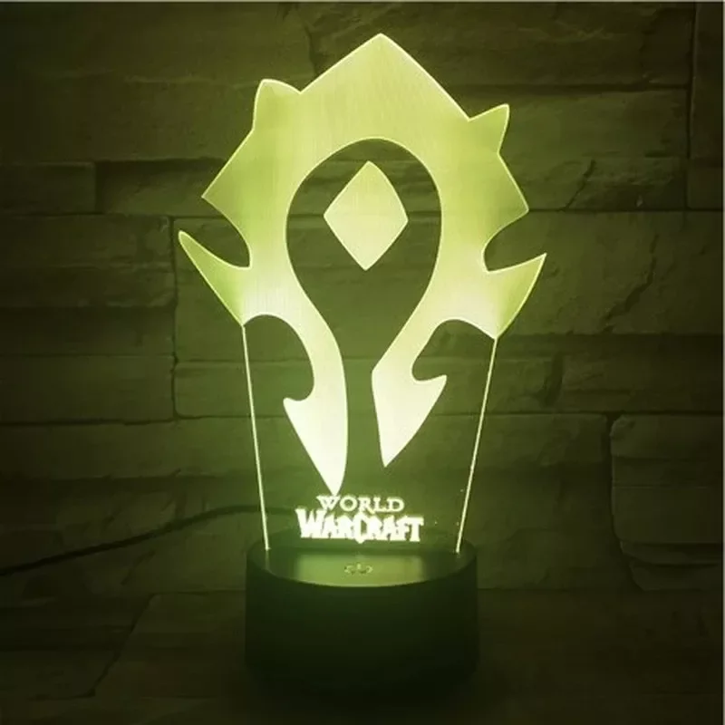 World of Warcraft Night Light Creative 3D Illusion Acrylic Table Desk Base LED Table Lamp Desk Lamp Night