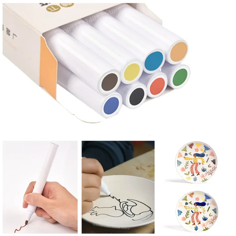 Pottery Art Underglaze Marker Pen Ceramic Pigment DIY Clay Painting Special Dot Craft Tools 8 Color