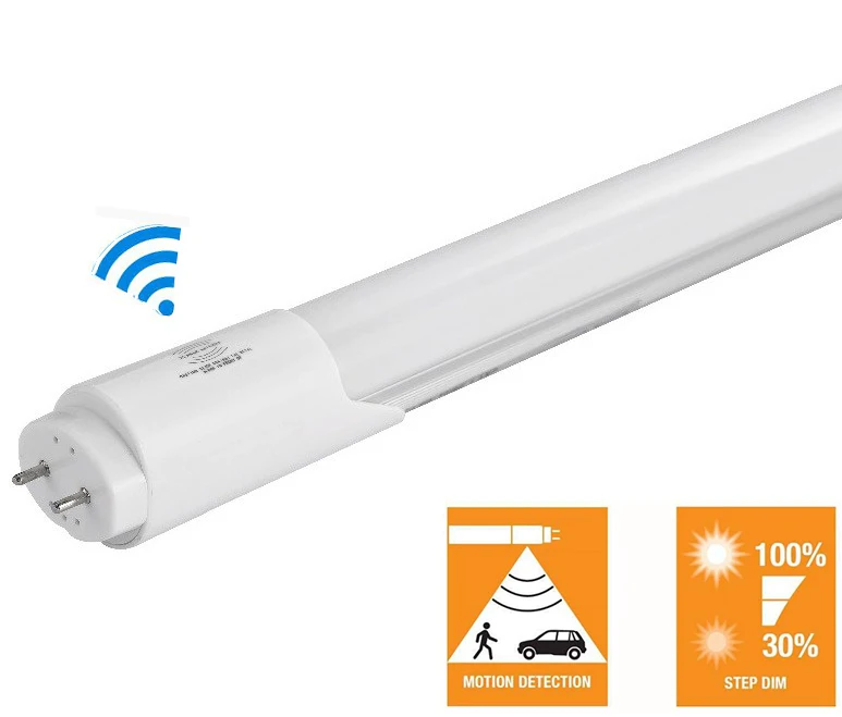 Factory 9W 18W 2ft 4ft Microwave Movement Motion Sensor T8 LED Tube Light with Battery Backup for  Parking lot, Basement
