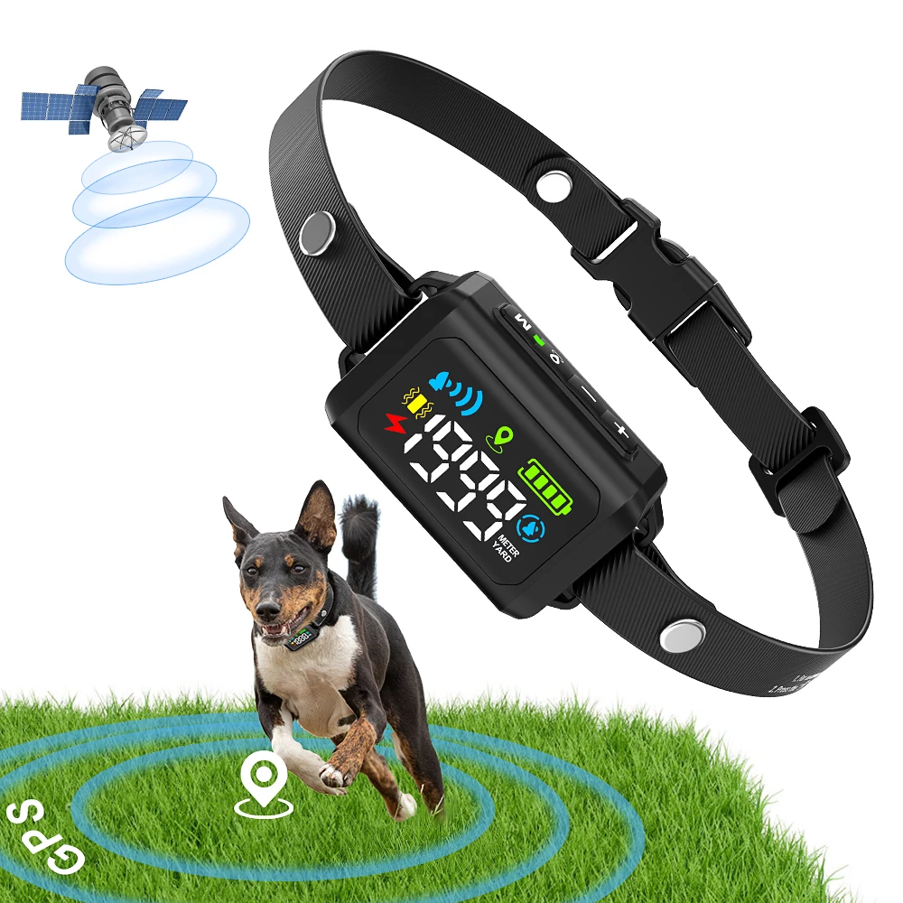 High Precision GPS Wireless Pet Dog Invisible Electric Fence Shock Collar GEO Dog Containment System for Outdoor Camping