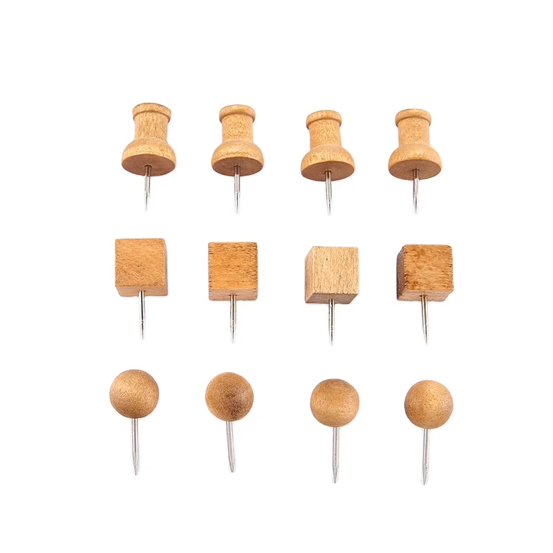 Amazon Plastic Box Push Pin Birch Wood Hot Sales Factory Direct Selling Four Colors 50pcs Standard Pin School Home Office CN;ZHE