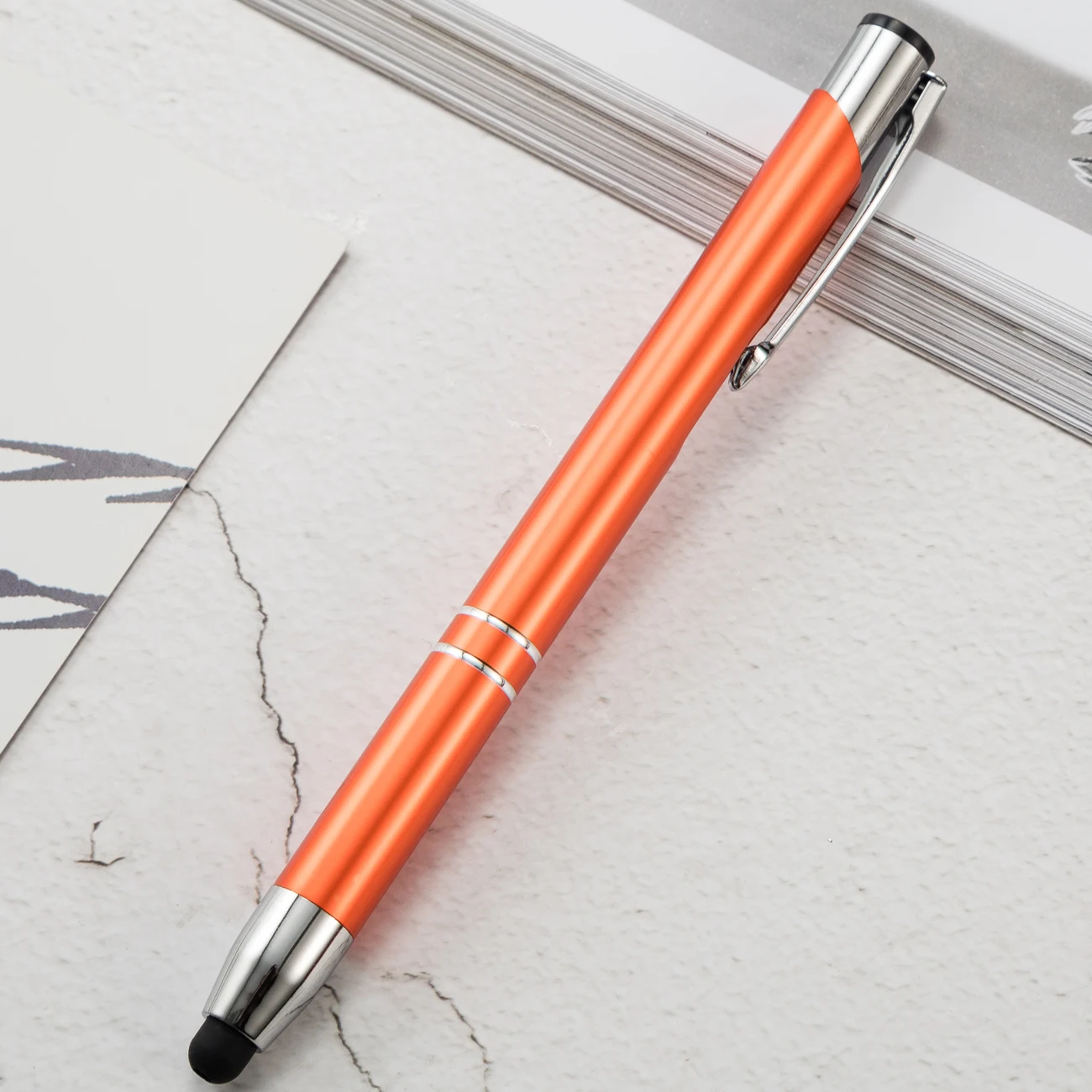 Two-coil bevel mouth press pen advertising promotion mobile phone touch capacitor head pen mouth touch screen ballpoint pen