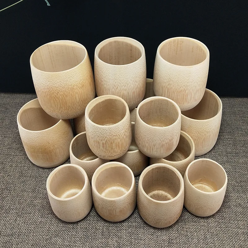 Friendly Custom Logo Water Coffee Tea Cup Natural Drinking Reusable Tube Fiber Bamboo for Sake
