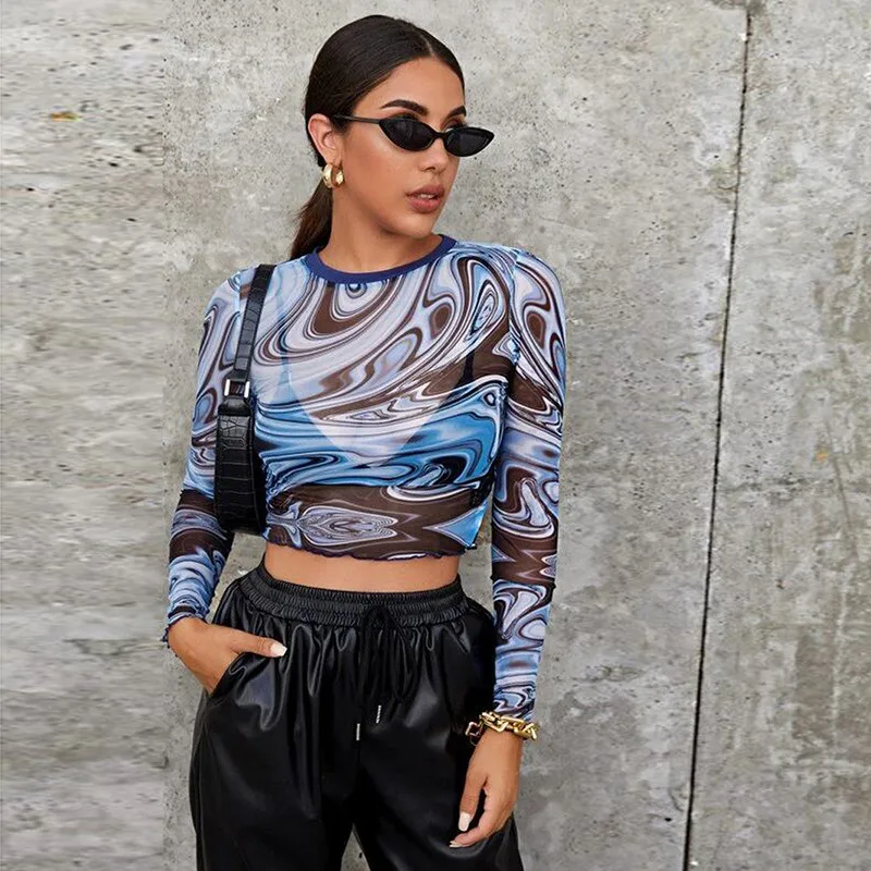 Женский укороченный Топ с длинным рукавом LB1088