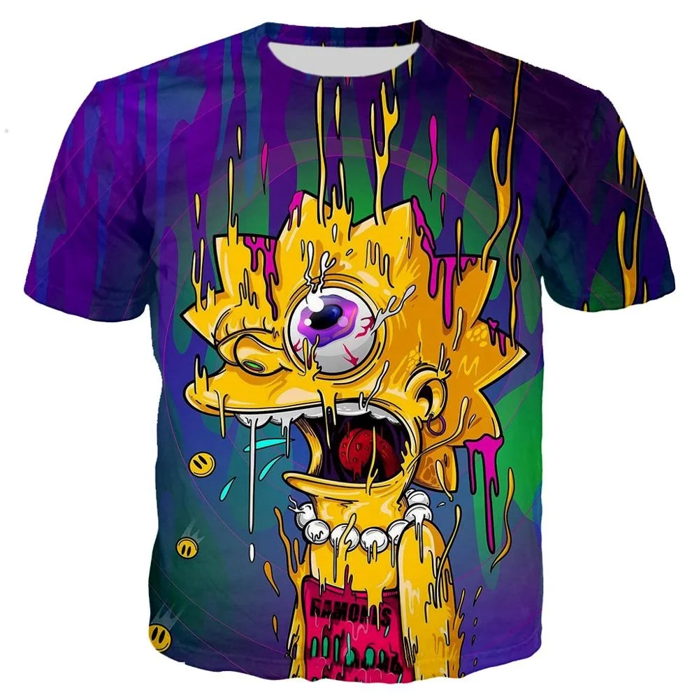 
hot sale hip hop t shirt men the simpsons 3D digital print anime sublimation t-shirt with fair price 