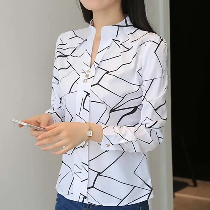 Женская шифоновая блузка с длинным рукавом