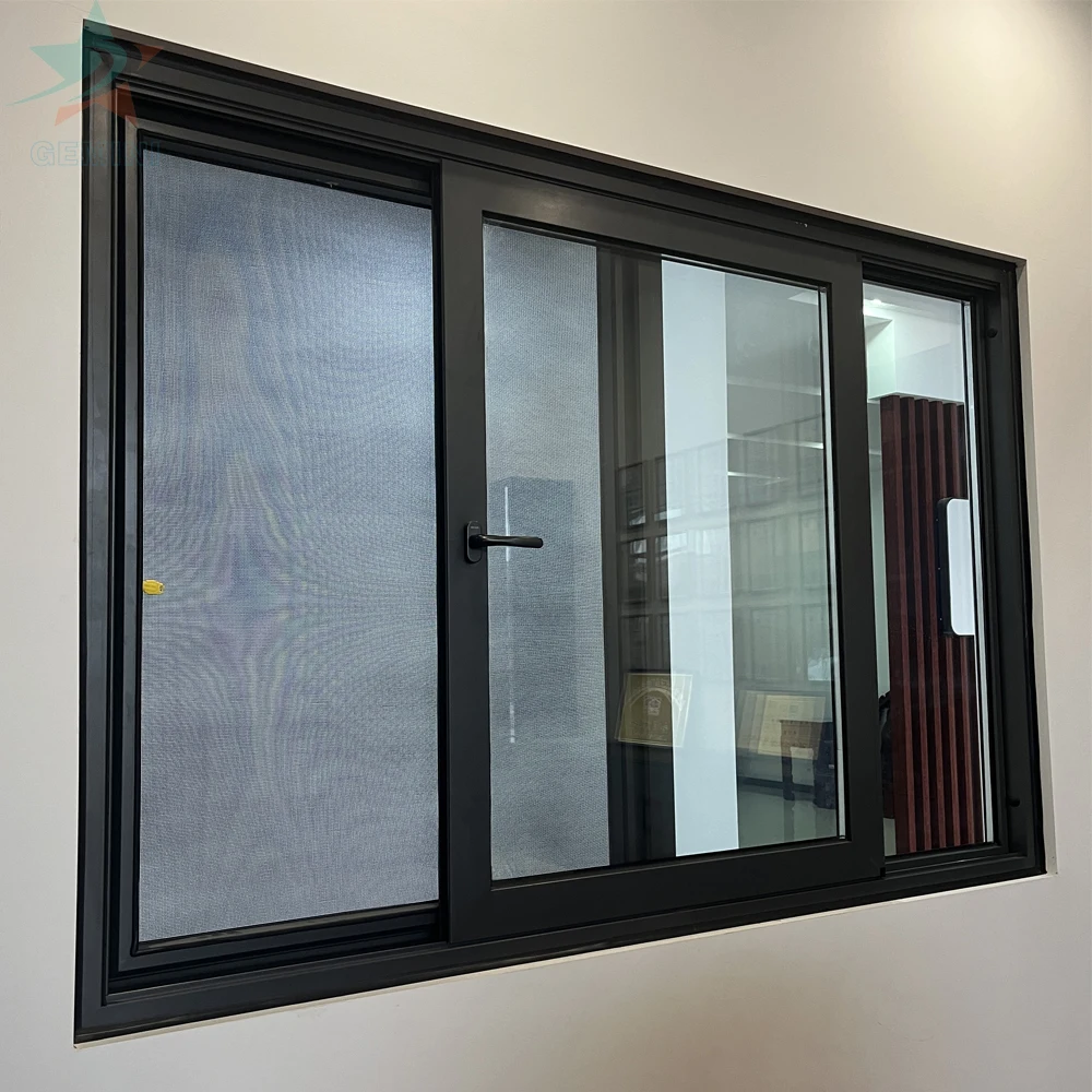 Window manufacturer double glazed 3 tracks sliding window aluminum sliding windows