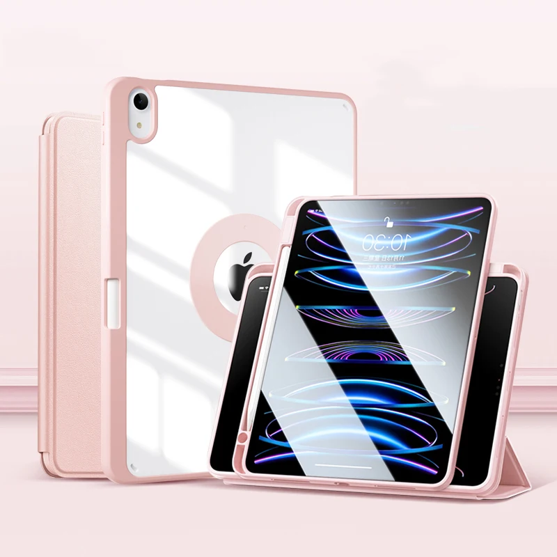 360 degree rotating leather case Acrylic transparent case for iPad 7/8/9 th generation 10.2 9th case