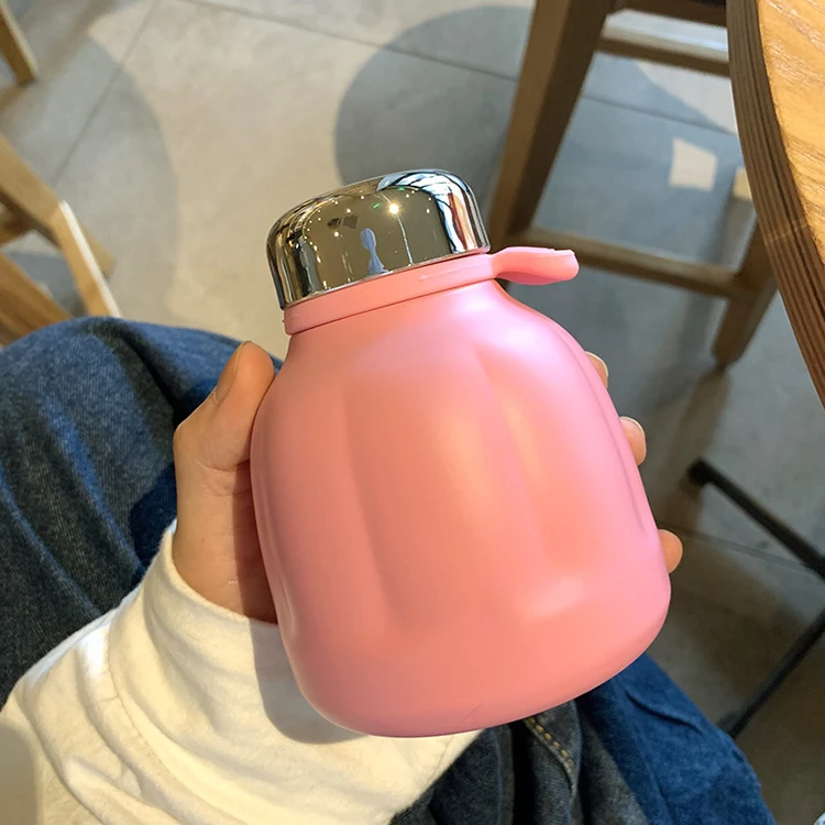 Custom Logo 250ml Water Bottle Thermo Stainless Steel Pumpkin Shape Vacuum Thermos Flask For Gift