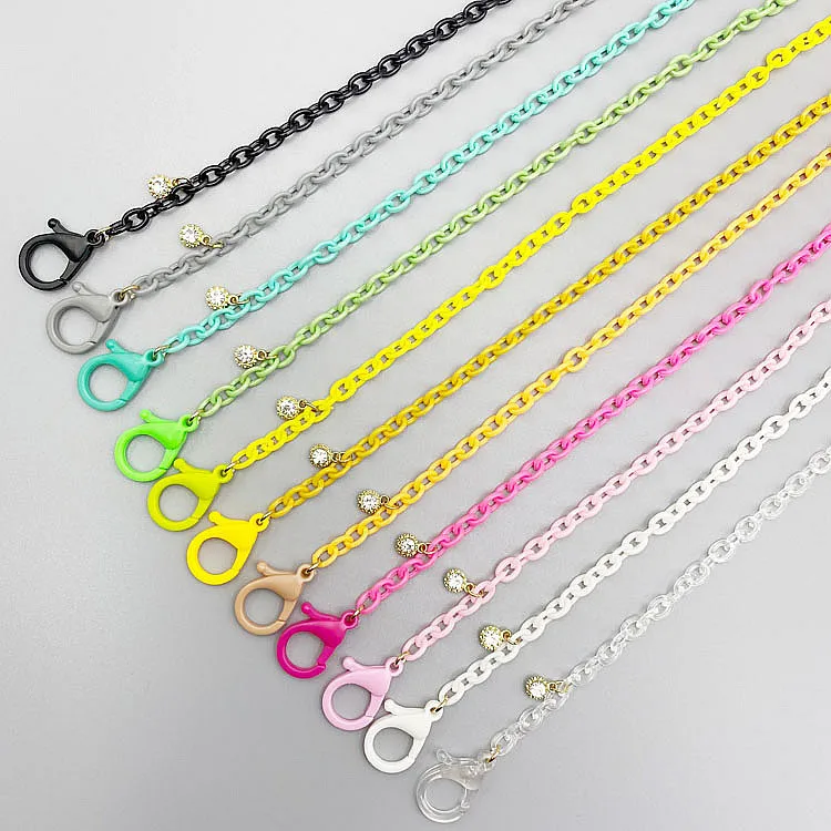 UNOC Acrylic Chain Eye Glasses Cords Candy color Diamond Decorative Anti-loss Colorful Sunglasses Cord