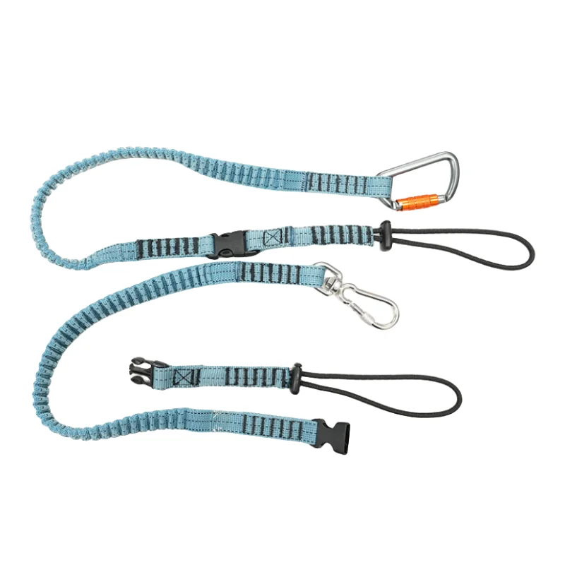 C-PIN Hot sale Tool leash Coil Nylon Lanyard Retractable Bungee Cord tool safety release lanyard with stainless steel carabiners