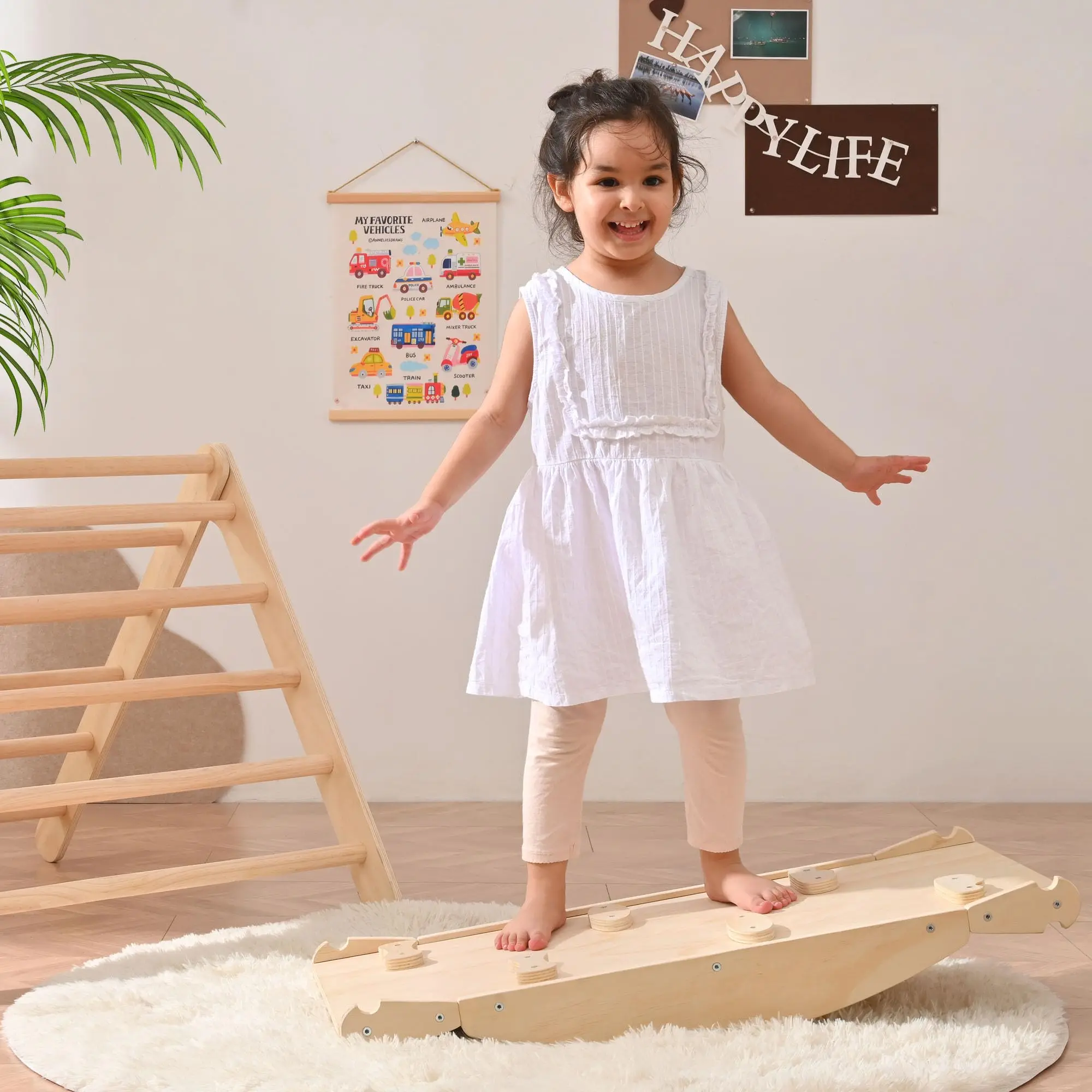 Sensory Balance Wooden Jungle Gym Training Indoor Climbing Toy Set Triangle Set for Kids Early Education