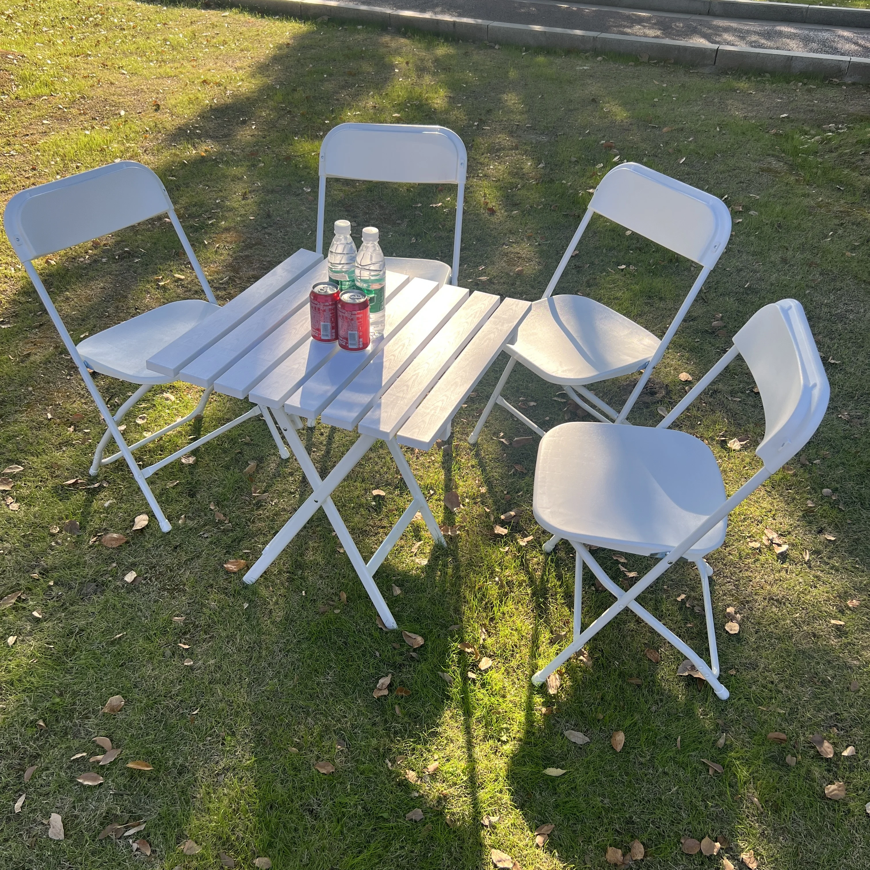 Hotel Outdoor Plastic Foldable Wedding Party Banquet Chairs Stackable Folding Tables and Chairs for Events Birthday Party