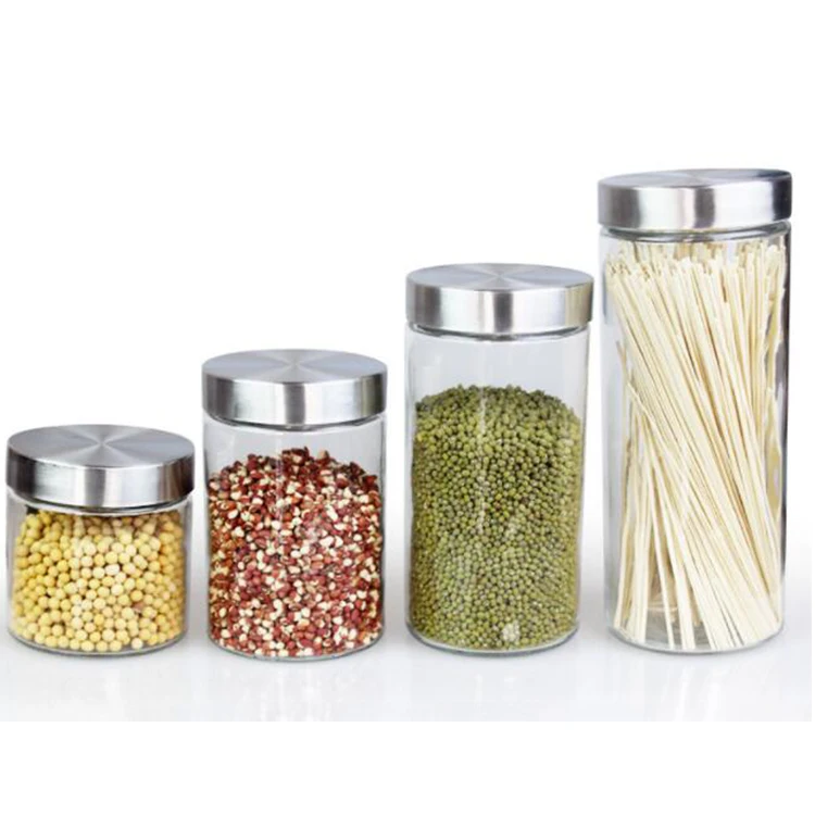 
Best Quality 100 ml 200ml 250ml 300ml 500ml Zero Waste High Borosilicate Glass Airtight Suction Lid Glass Jar with Metal Lid 