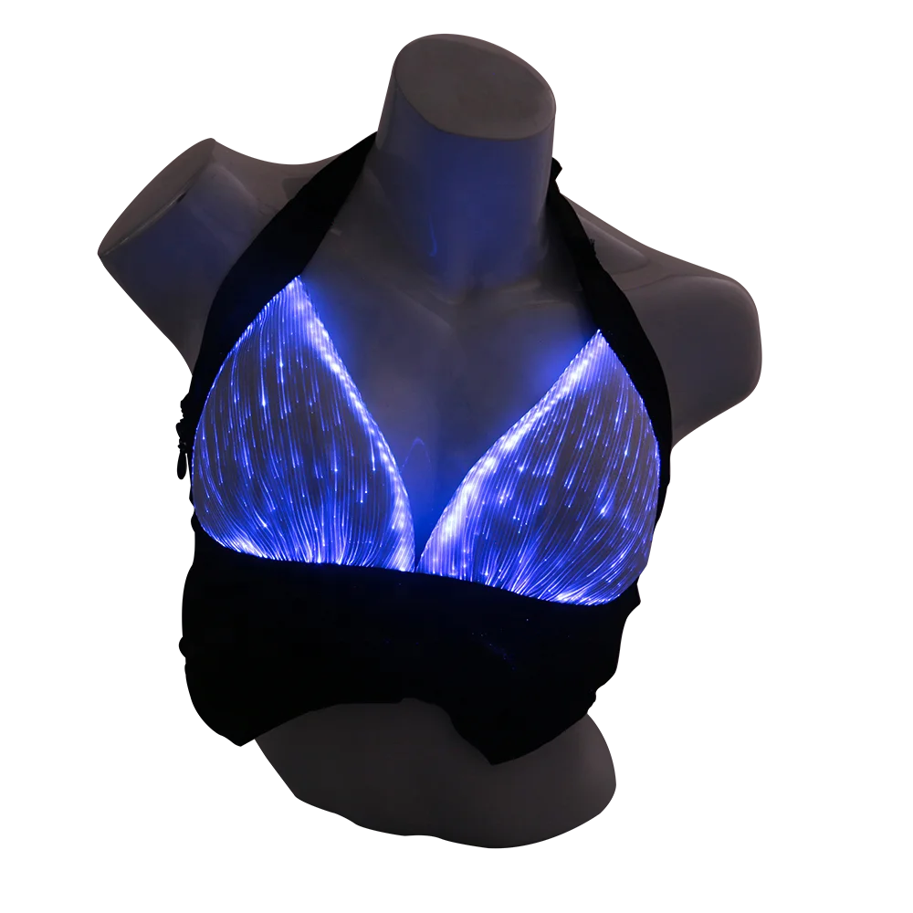 New design optic fiber fashion light lace sexy ladies underwear bra new designs led light rave bra