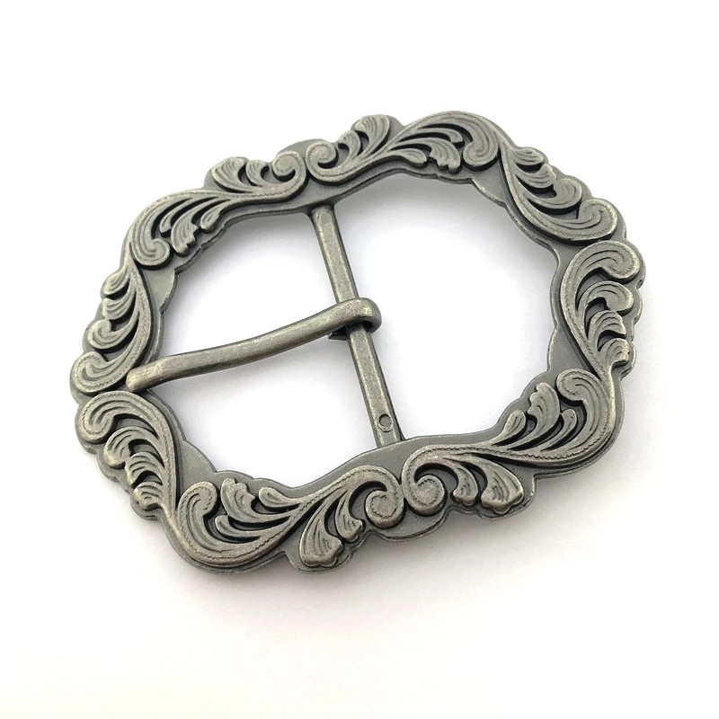 Custom 40mm Retro Flower Pattern Zinc Alloy Clothing Belt Pin Buckles For Handbag Accessories