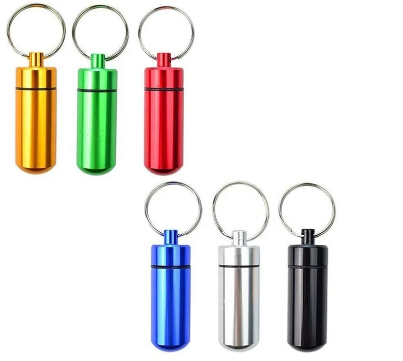 EDC Waterproof Medicine Pill Sealed Key Chain Survival Capsule Storage Bottle For Camping Hiking Traveling