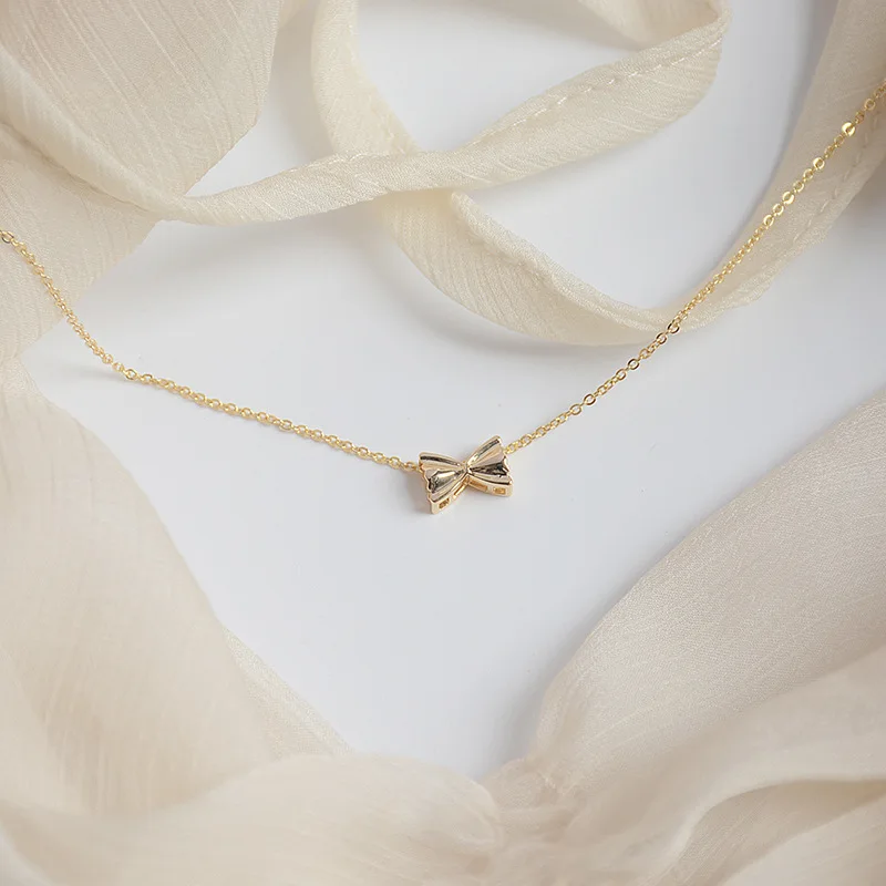 Vershal B4-507 18K Gold Plated Original Design Candy Bow Design Versatile Exquisite Necklace Niche Clavicle Necklace