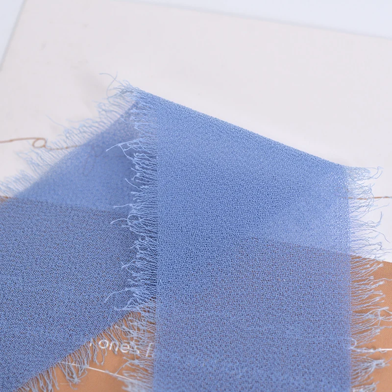 Ribest Custom Printed Chiffon Ribbon Handmade Raw Edge for Flower