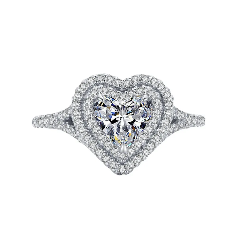 OEM heart shape joyeria de plata 925 stirling silver jewelry engagement wedding ring