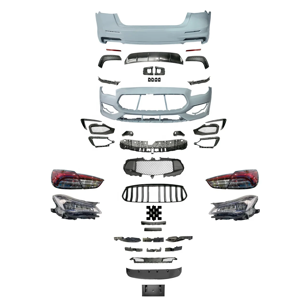 Newest Bumper Body Parts Assembly For Maserati Quattroporte Trofeo Front Performance Body Kits Rear Bumper Headlights