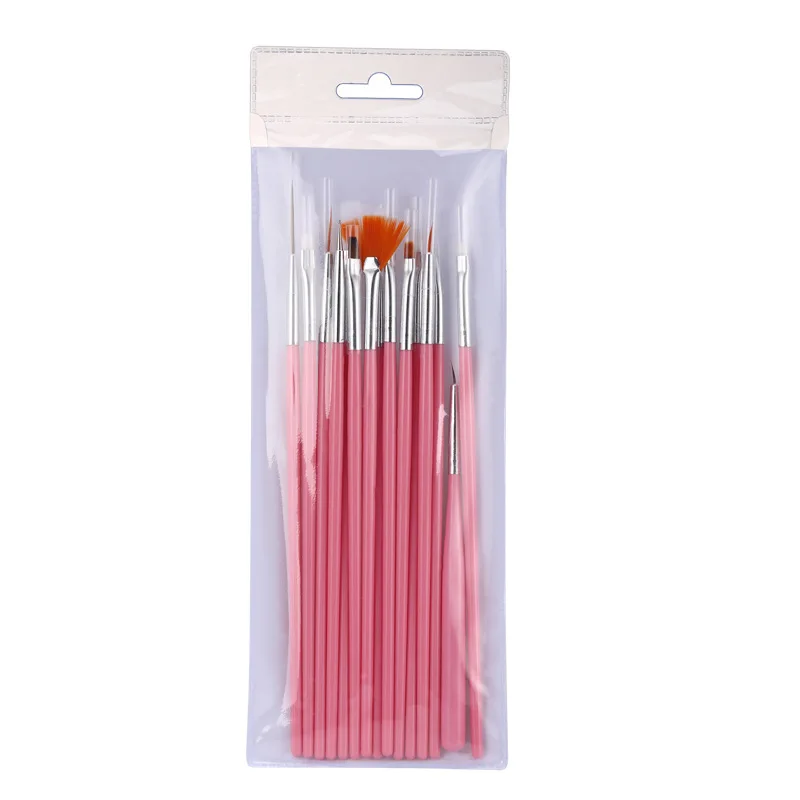 
Hot Selling 15 pcs Pink White Black Nail Art Brush Acrylic Set Art Tool 