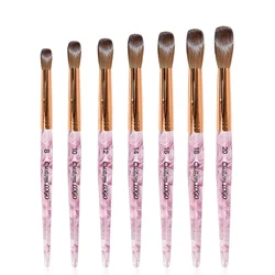 Purple Marble Acrylic Nail Brush 100% Kolinsky Hair Oval Pinched Custom Nail Brush Box Different Sizes  for Acrylic Powder