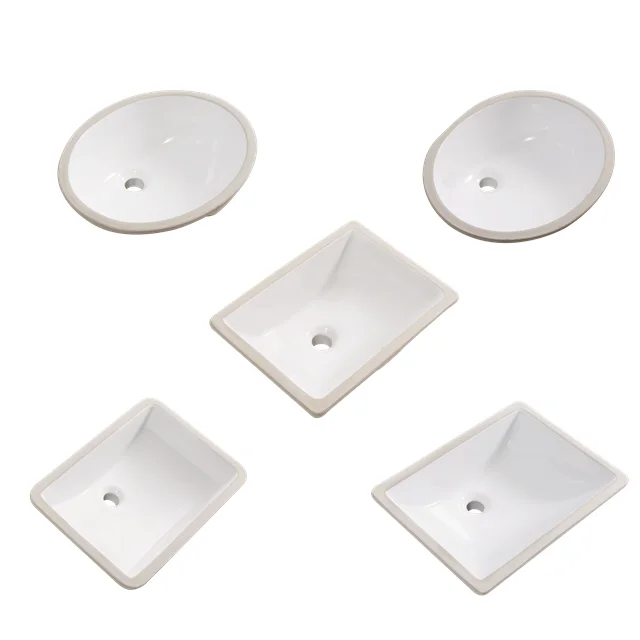 Oval Rectangular Shape Bathroom White Ceramic Under Counter Mounted CE CUPC Sink