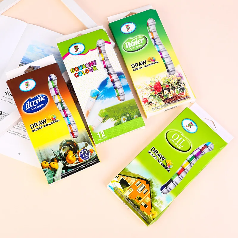 12 ml 12 Colors Professional Acrylic Paint Set Hand Painted Wall Paint Tubes Artist Draw Painting Pigment Combination
