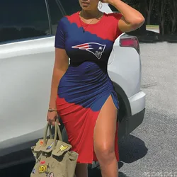 New 3D digital print casual dress NFL plus size football  O-neck dress
