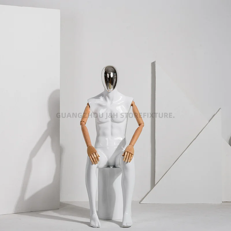 wooden arm male full size clothes mannequin chrome mannequin head fashion display dummy for clothing male