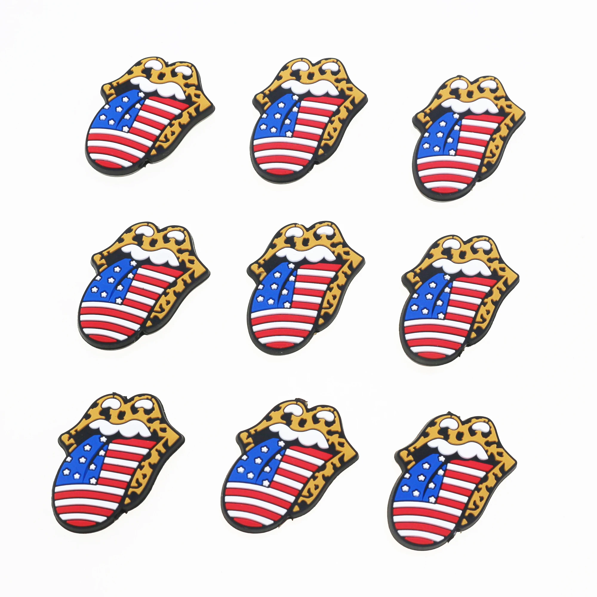 New 2022 Food Grade Cute American Flag Shaped Baby Teething Leopard Cheetah Focal silicone Beads