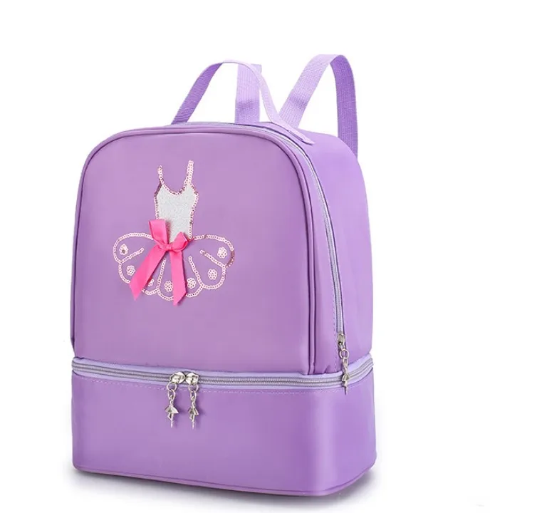 Cute custom logo latin pink frilly ballet bags tutu dancing backpack ballerina bag for kids girls