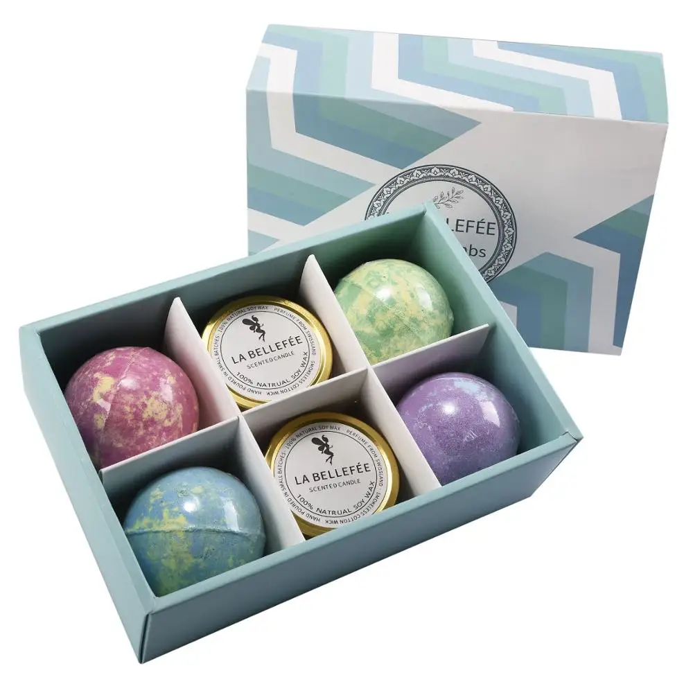 
Vegan Bath Bombs Gift Set Packing Fizzy Spa Bath for Kid Women with Scented candle 